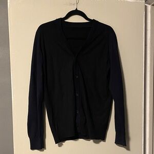 Luxury  Men's Black and Navy Blue cardigan , 100% extra fine merino wool